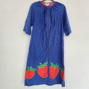 Vintage Alternatives Night Gown Sleep Blue striped with Apples 🍎